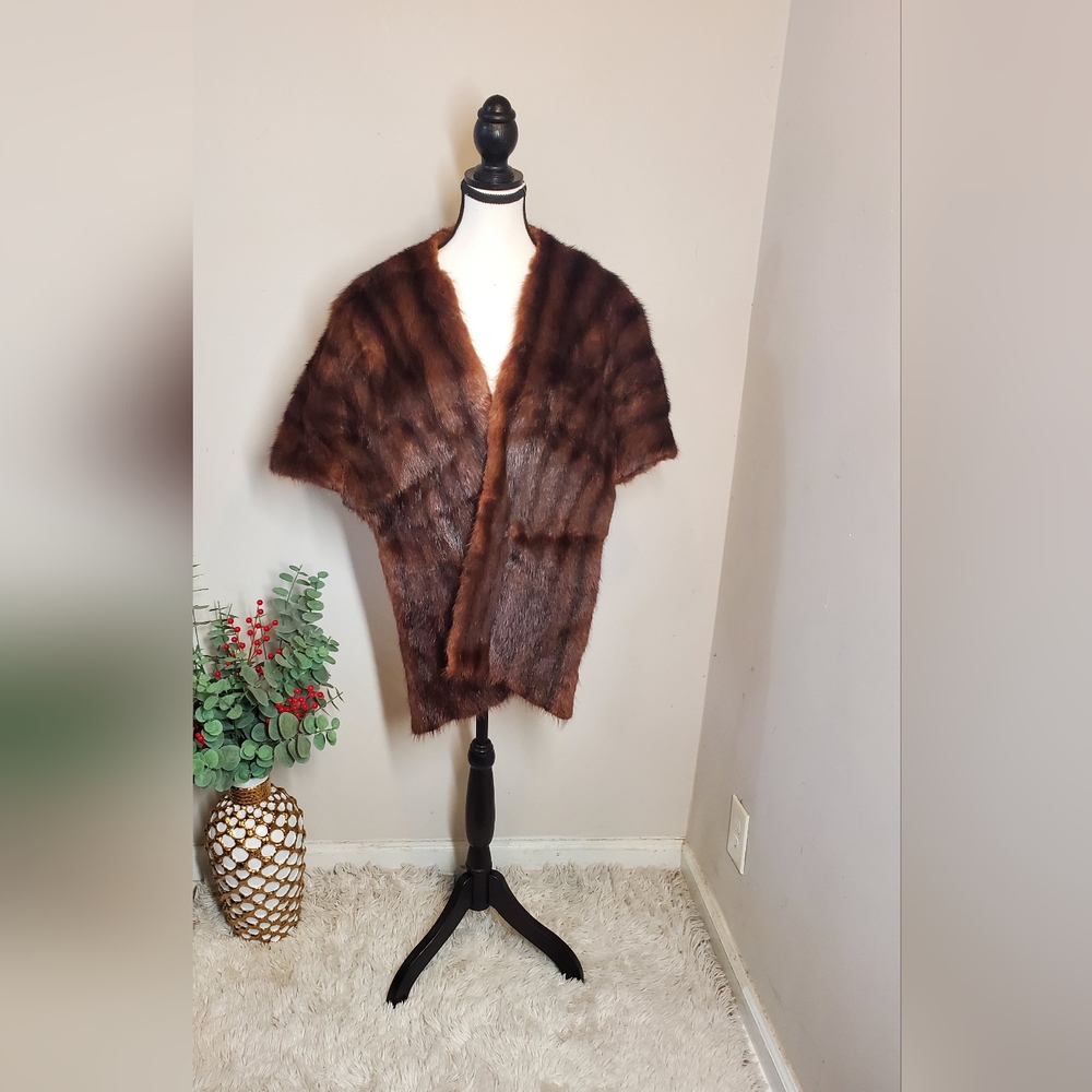 Vintage Original Gimbel Brothers 1930s Genuine Mink Fur Stole Shawl Broun One Sz - Picture 6 of 13